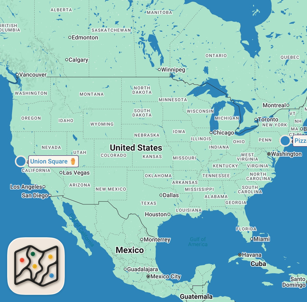 Map of 2 spots from Only eating UNQIUE food that starts with the letter U in UNION SQUARE #shorts