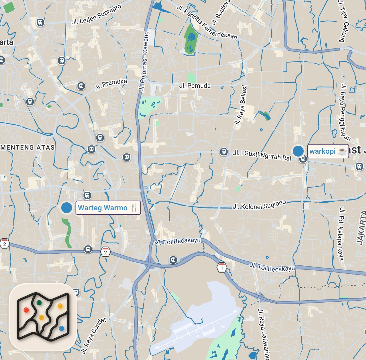 Map preview for 🌶️Jakarta SUPER SPICY food + Trying INDOMIE - Indonesian street food in Jakarta, Indonesia