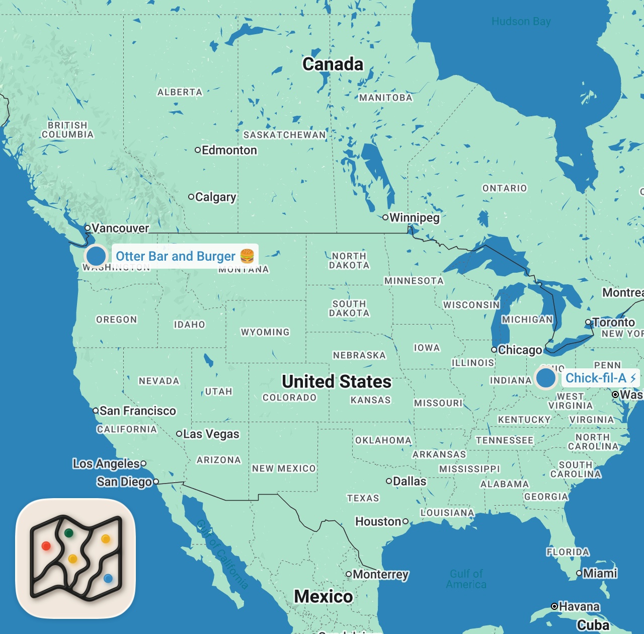 Map preview for $7 vs $24 Chicken Sandwich
