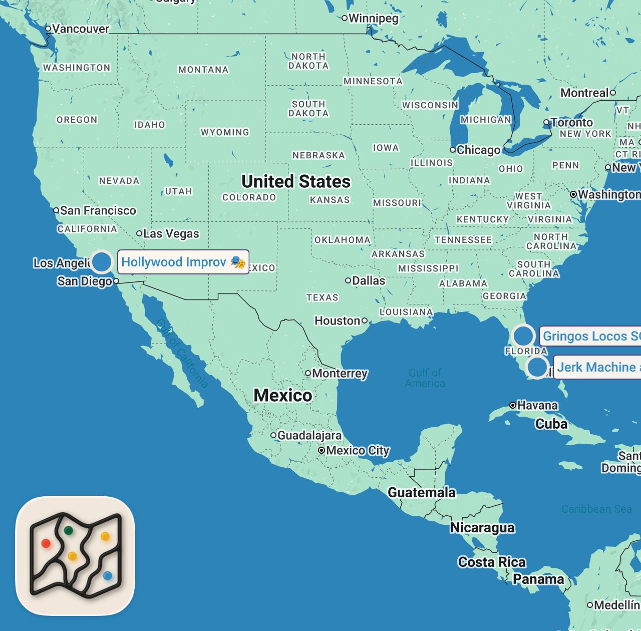 Map preview for Eating At WEIRD Named Restaurants For 24 Hours… (South Florida)