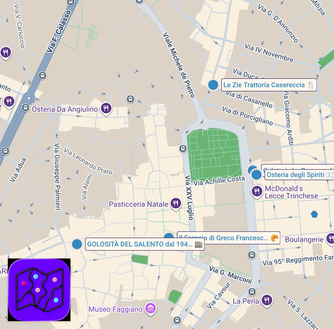 Map of 6 spots from Eating Lecce 🇮🇹 Italy’s Hidden Food Gem in Puglia