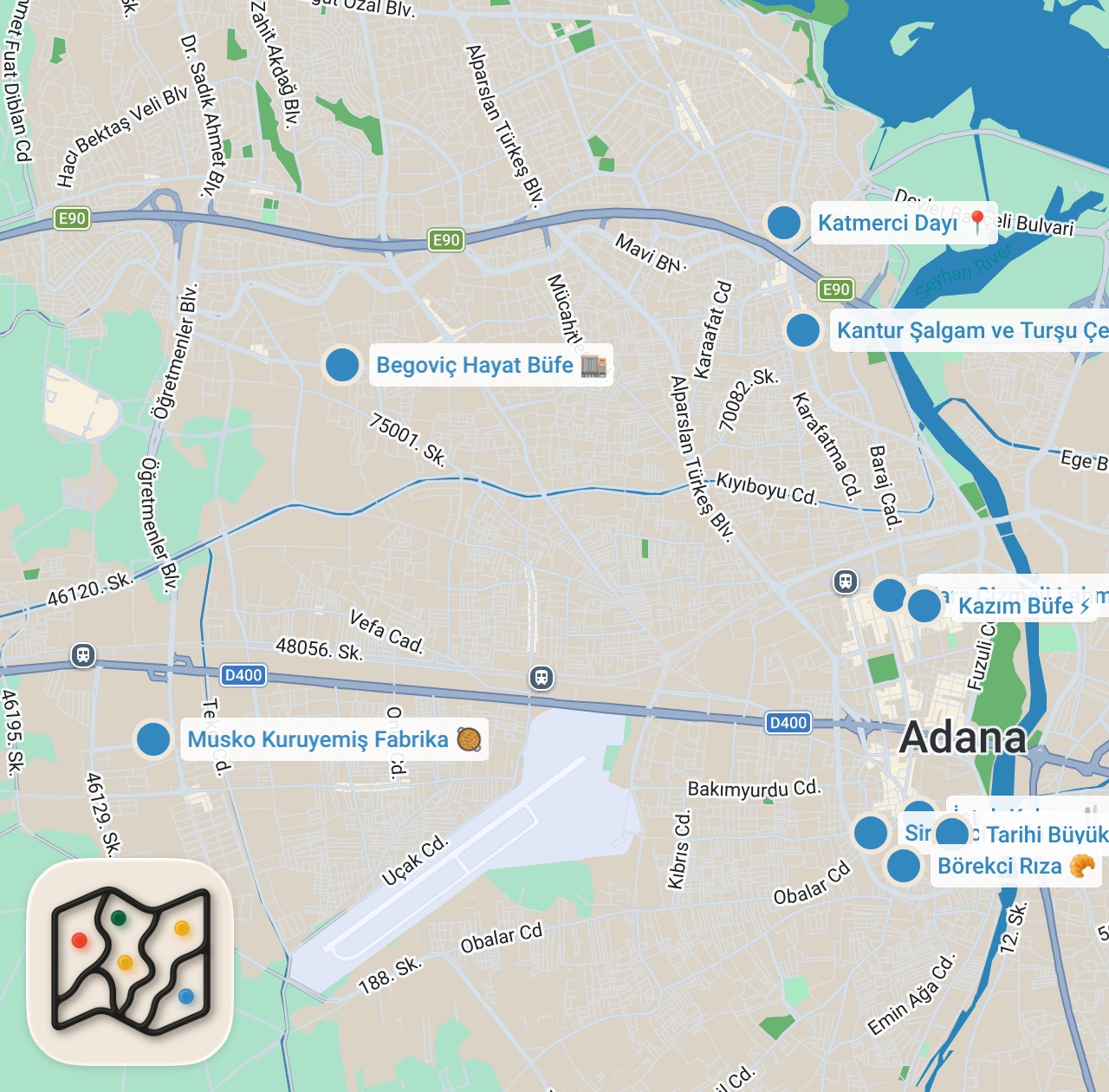 Map preview for ADANA’NIN EN İYİ MEKANLARI !!!