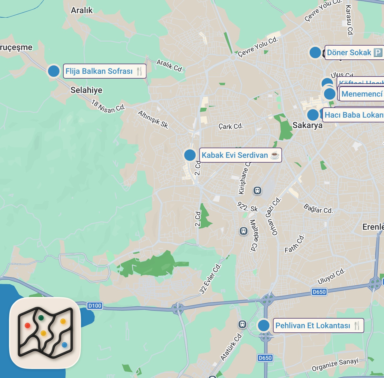Map preview for SAKARYA’DA BİR GÜNDE NE YENİR? @gezentimsah