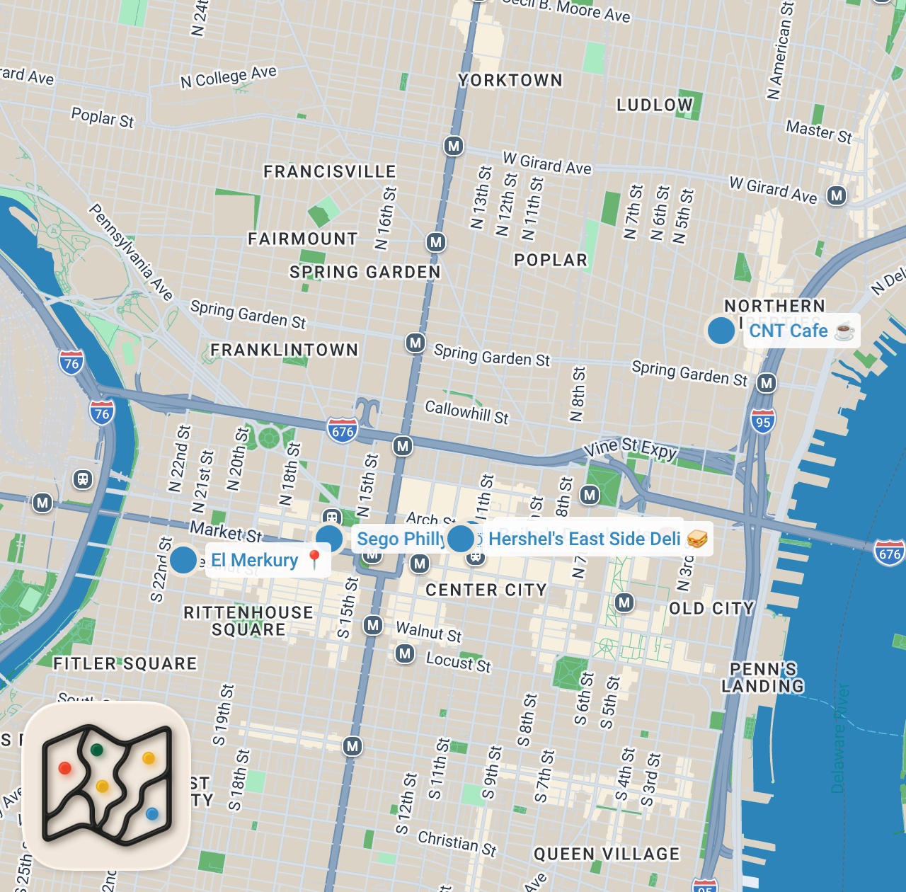 Map preview for Celebrating Philly Food Culture at the Reading Terminal Market. Philly Inquirer 76 #Foodie