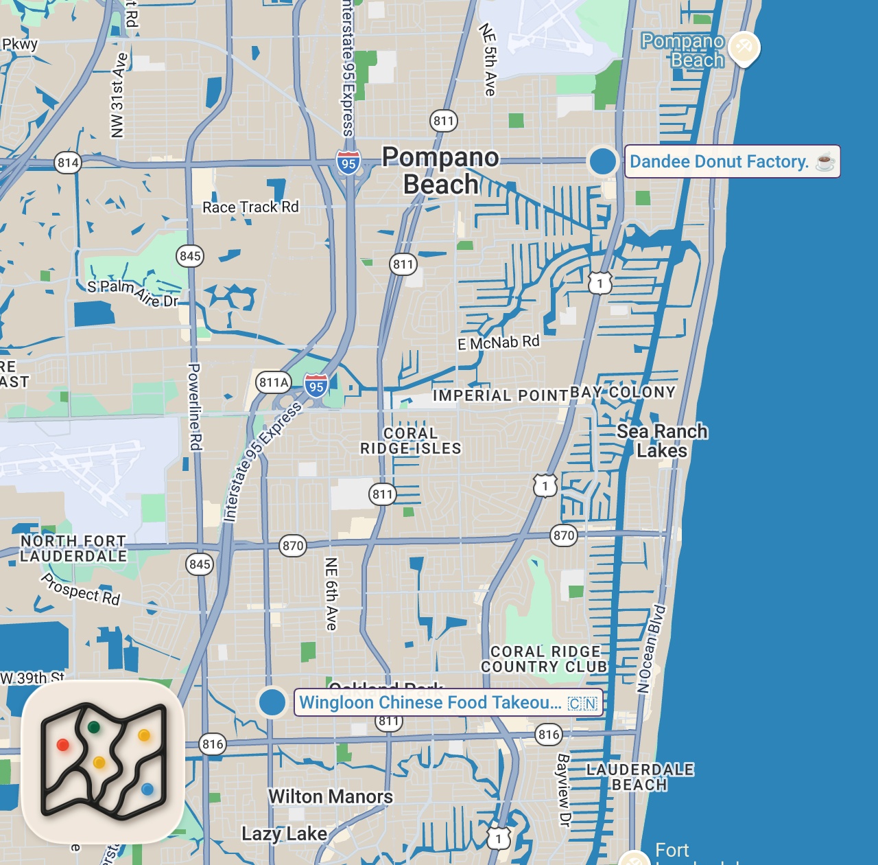 Map preview for Eating At Fast Food Restaurants I've Never Heard Of... (South Florida)