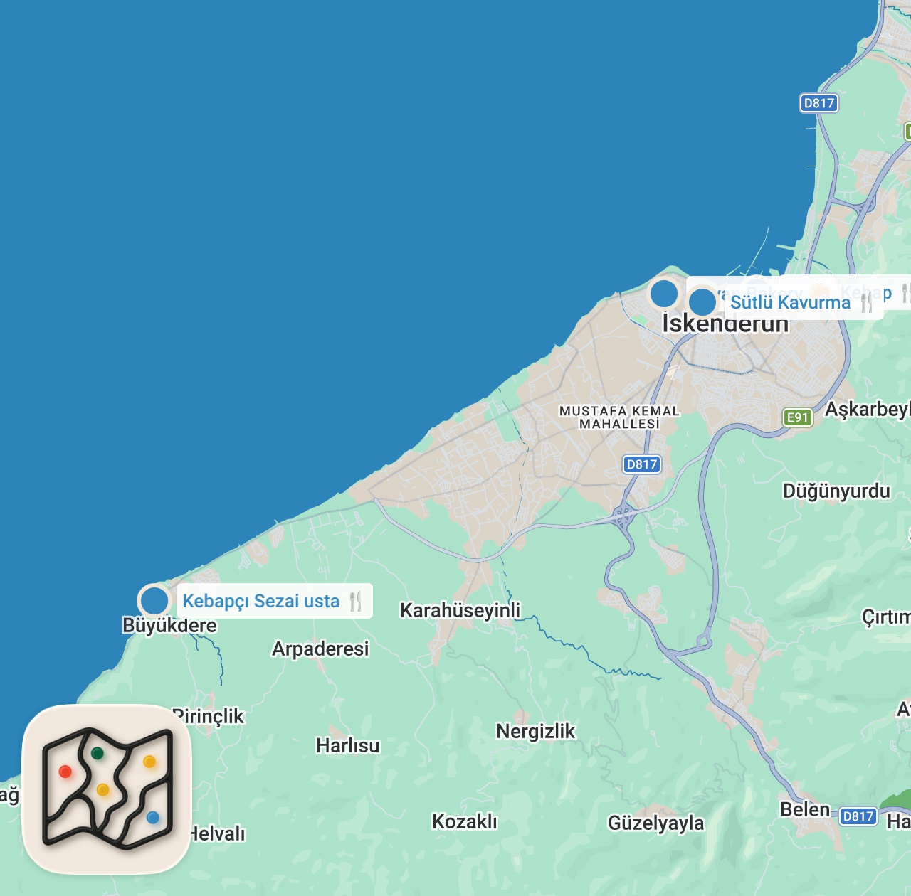 Map preview for İskenderun Vlog: Odun ateşinde kavurma, sakatat ziyafeti ve çıtır kruvasan – Oğuz Yenihayat
