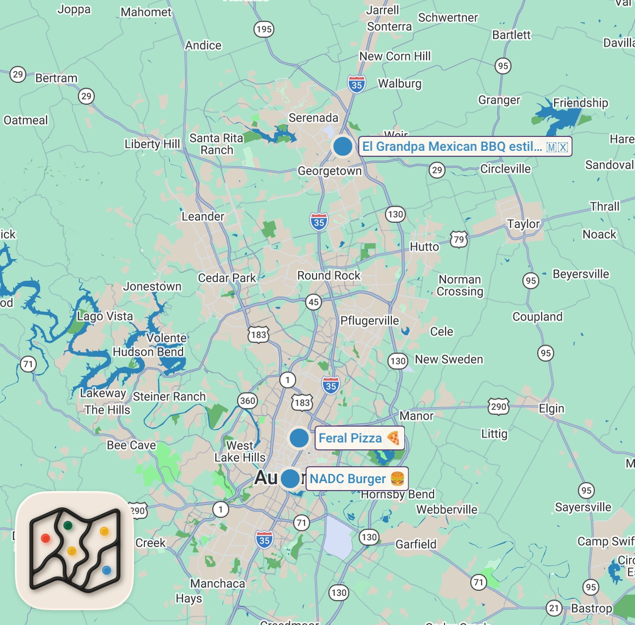 Map preview for Eating at VIRAL Restaurants For 24 Hours… (Austin, TX)