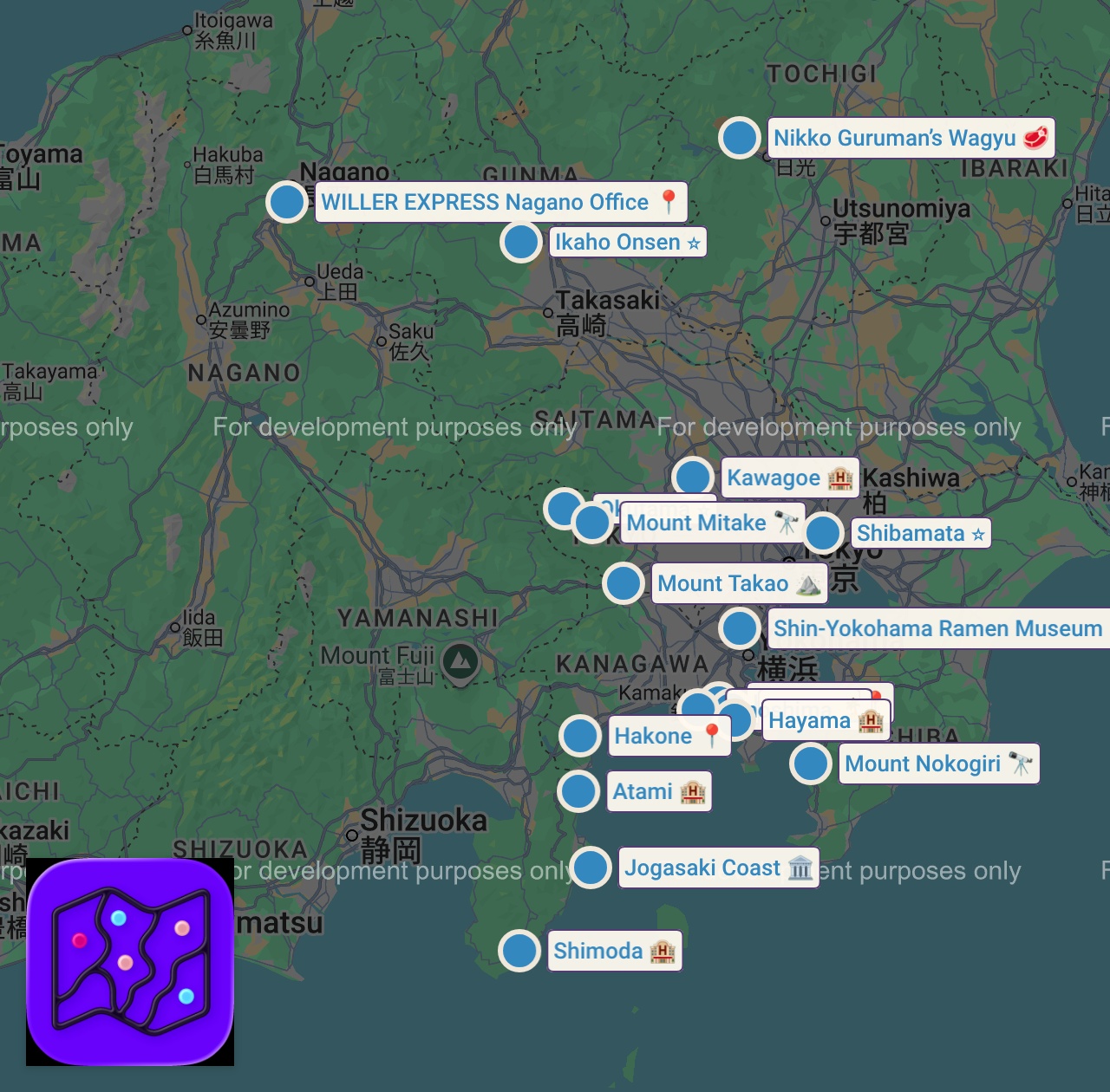 Map of 19 spots from TOP 17 Day Trips from Tokyo - Mountains, Beaches, Old Japan & More!