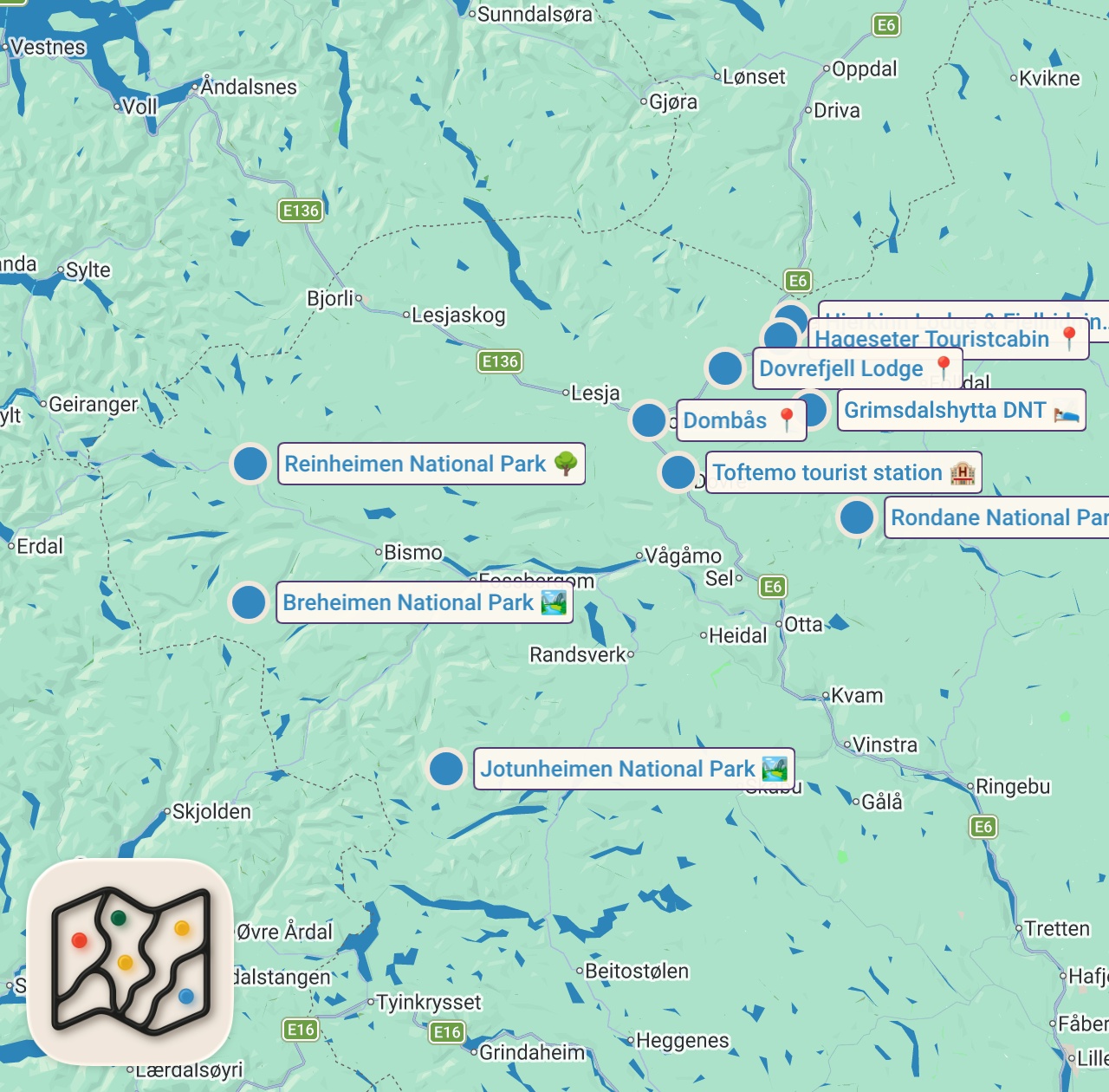 Map preview for Tour De Dovre (med barn) - NORGES VAKRESTE SYKKELTUR!