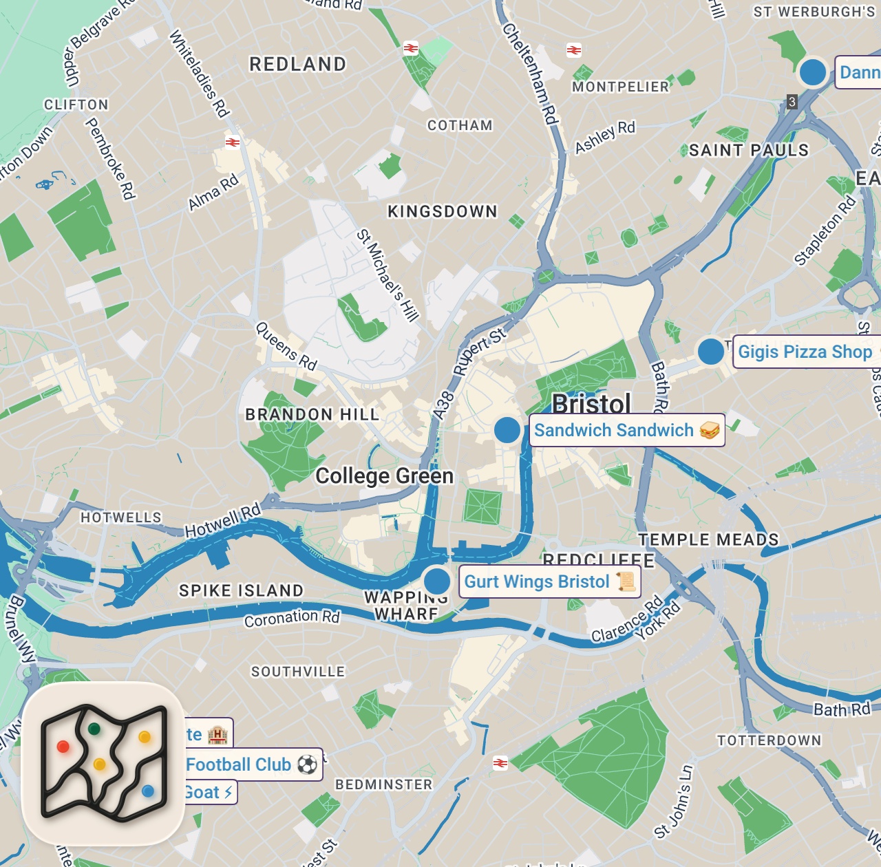 Map of 7 spots from BRISTOL IS SO UNDERRATED FOR FOOD!