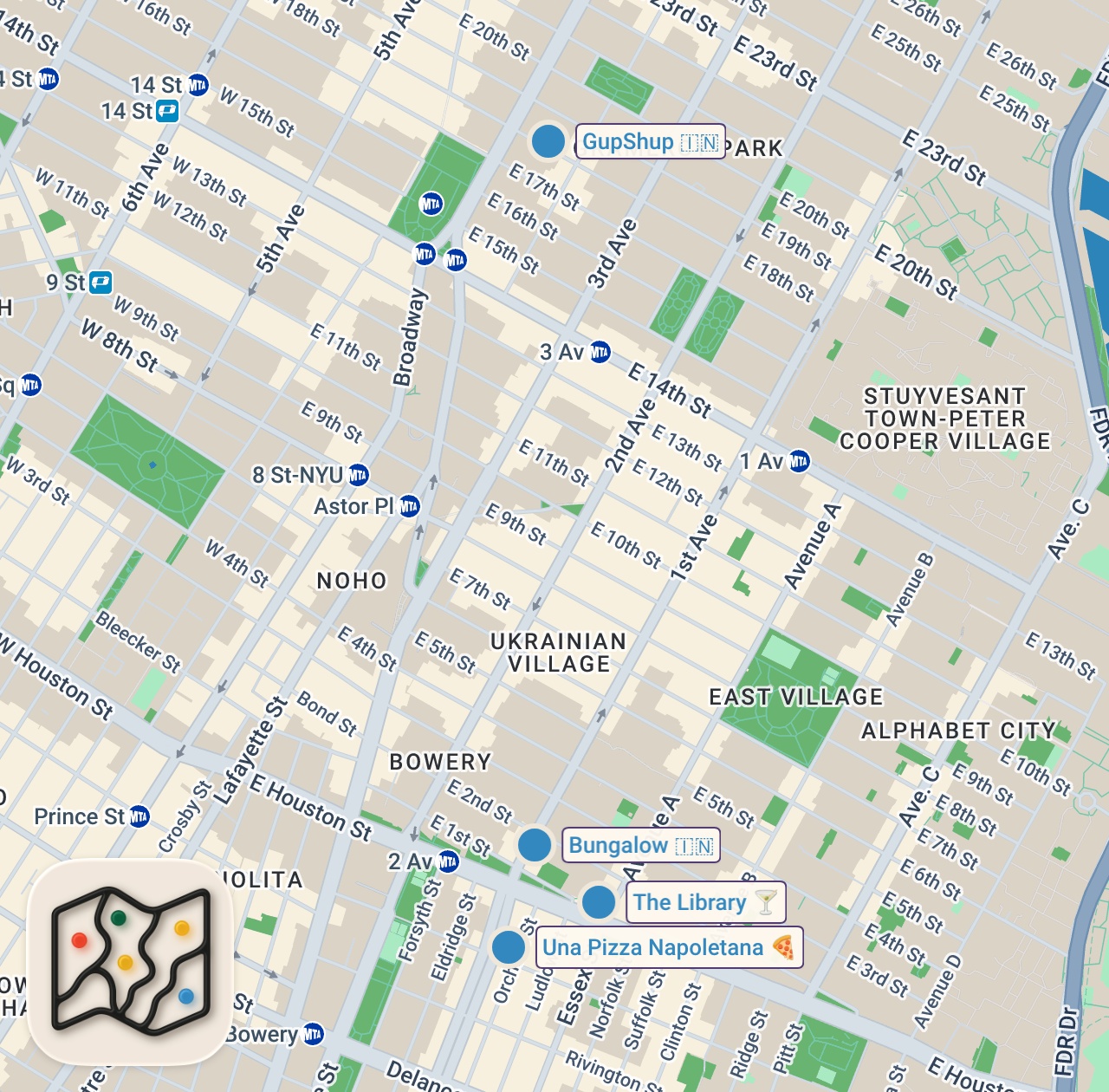 Map of 4 spots from Chef Vikas Khanna Calls This NYC Pizza a Masterpiece — Chef's Day Off
