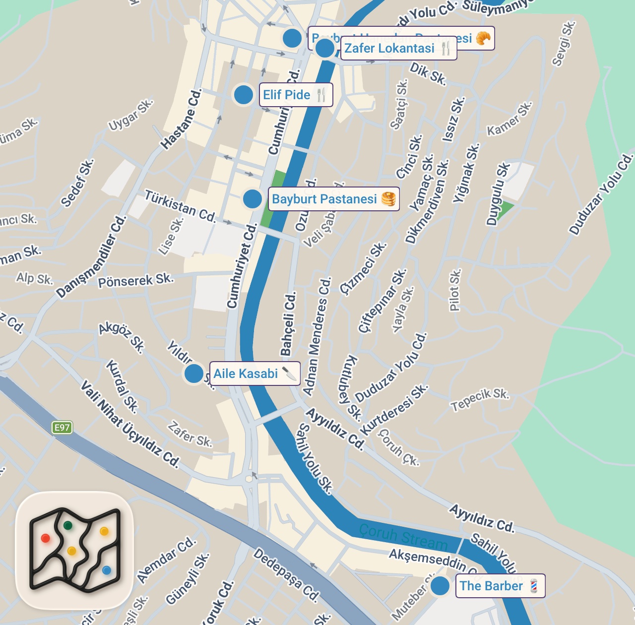 Map preview for BAYBURT’TA BİR GÜNDE NE YENİR!!! @MeatyCheesy