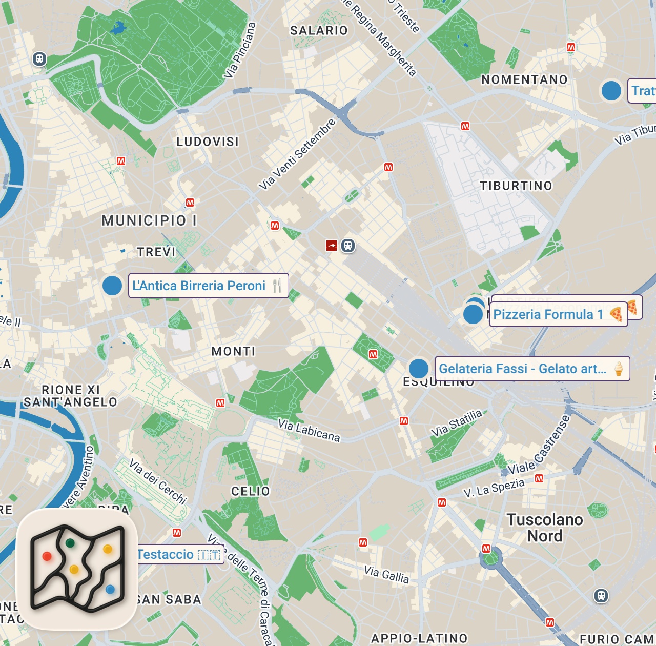 Map preview for Eat Like a Roman on a Budget 🇮🇹 | 5€ Full Lunch + Best Pizza & Pasta in Rome!