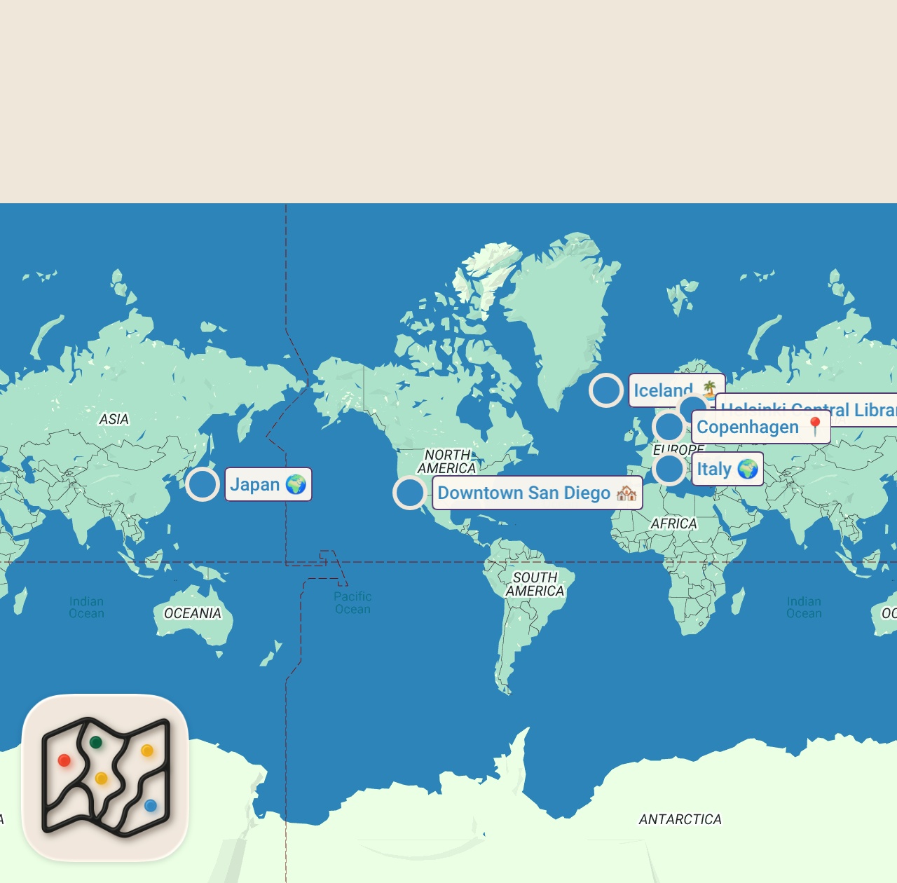 Map of 6 spots from TRAVEL TALK | STEVE BOOKER