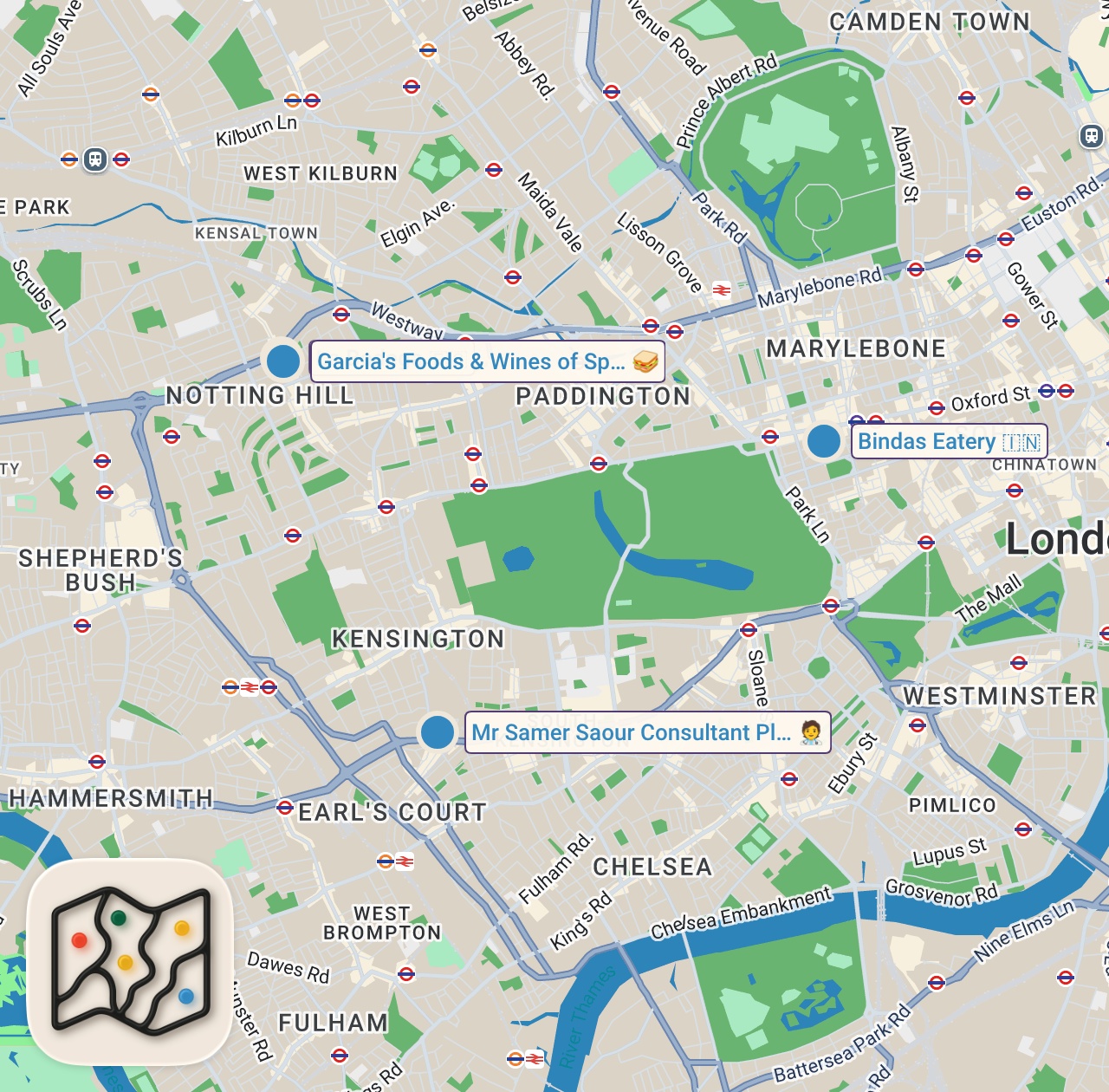 Map of 4 spots from I Only Ate Spanish Food for a Day