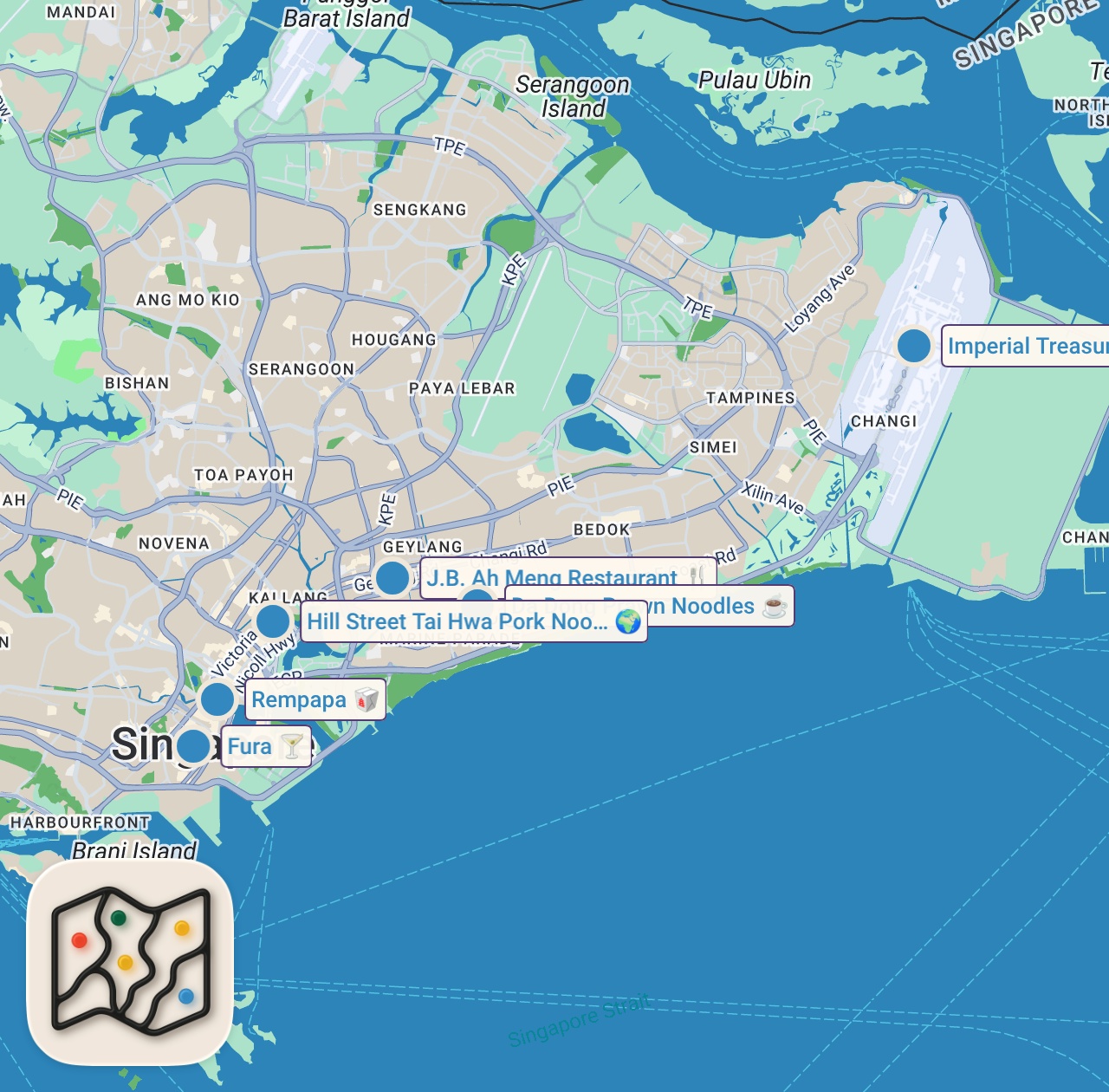 Map preview for 12hrs in SINGAPORE - Where A 3 MICHELIN Chef EATS ft. Peking Duck, Michelin Noodles & Chili Crab