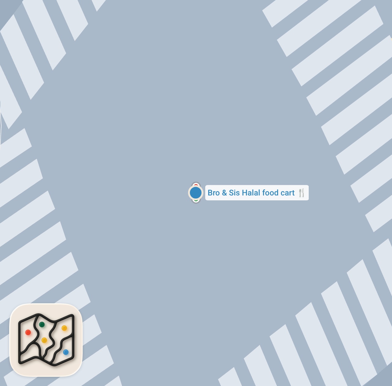 Map preview for Bro & Sis Halal Food cart - is this the best new halal cart in Philly?