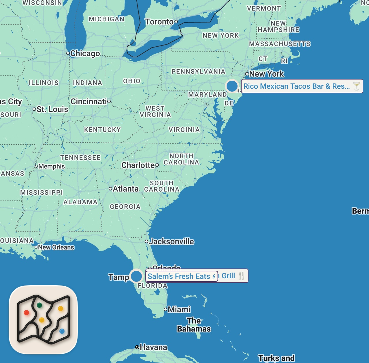 Map of 3 spots from Eating at Fast Food Restaurants I’ve Never Heard of… (Tampa)