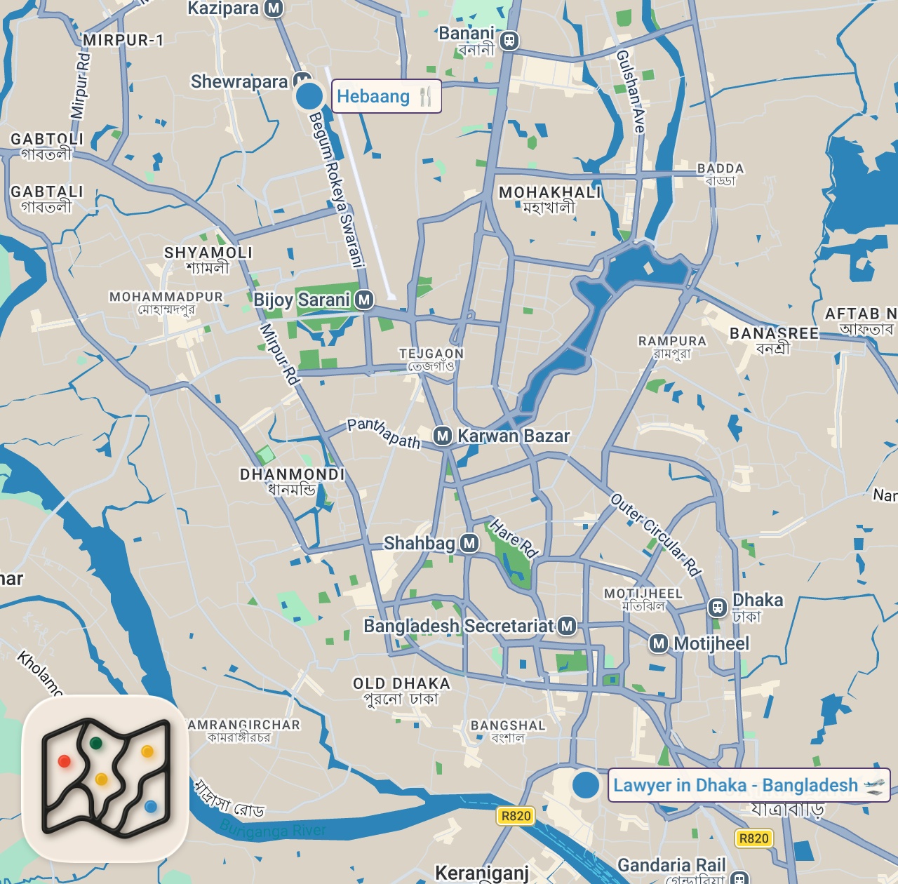 Map of 2 spots from TRIBAL FOOD in Bangladesh - Hidden Authentic Chakma Food in Dhaka!!