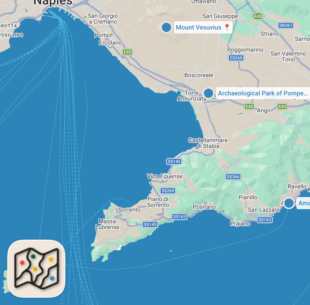 Map preview for Exploring Italy's Amalfi Coast: Best Way to See It 🇮🇹