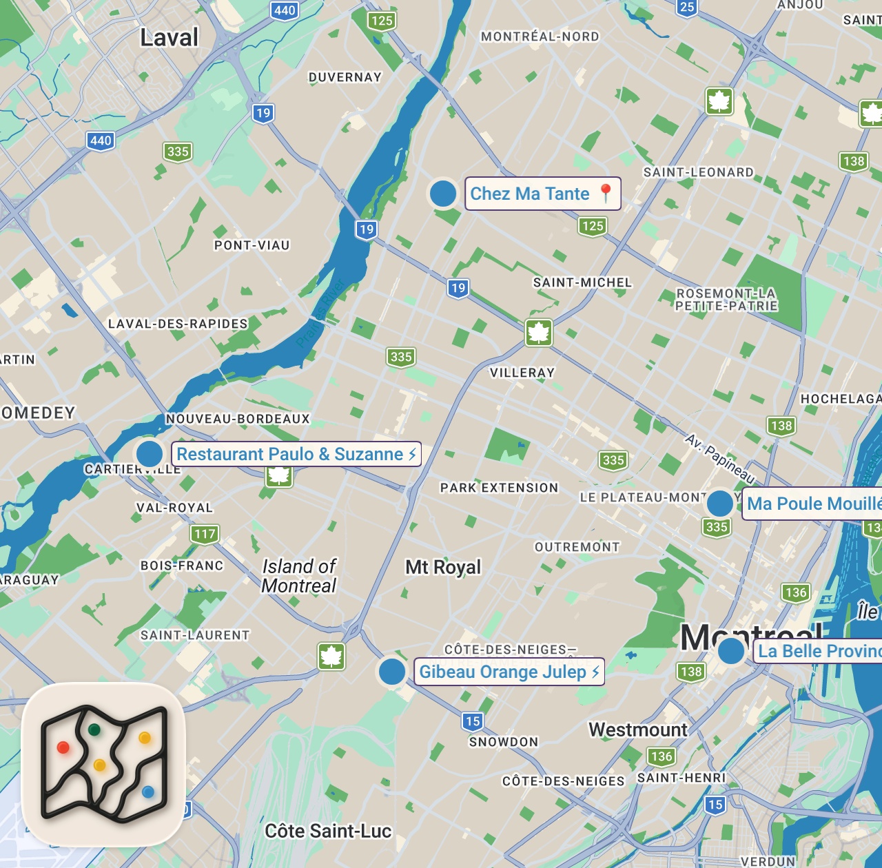 Map preview for Je teste les meilleures poutines de Montréal