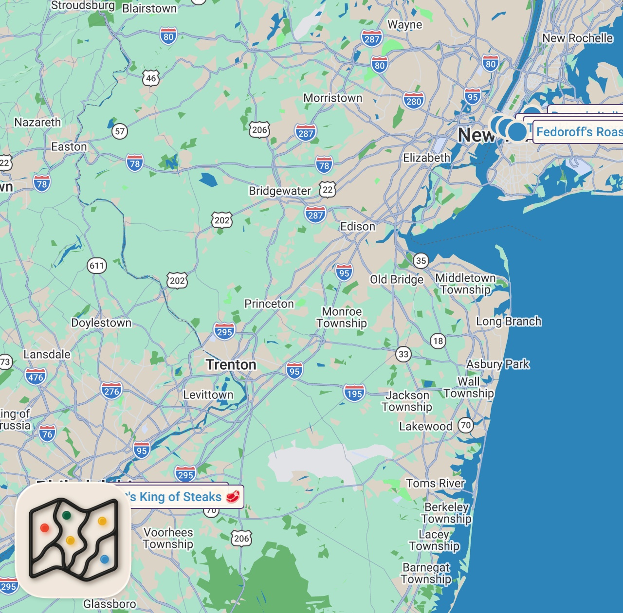 Map preview for 4 MUST EAT Philly Cheesesteaks in NYC!