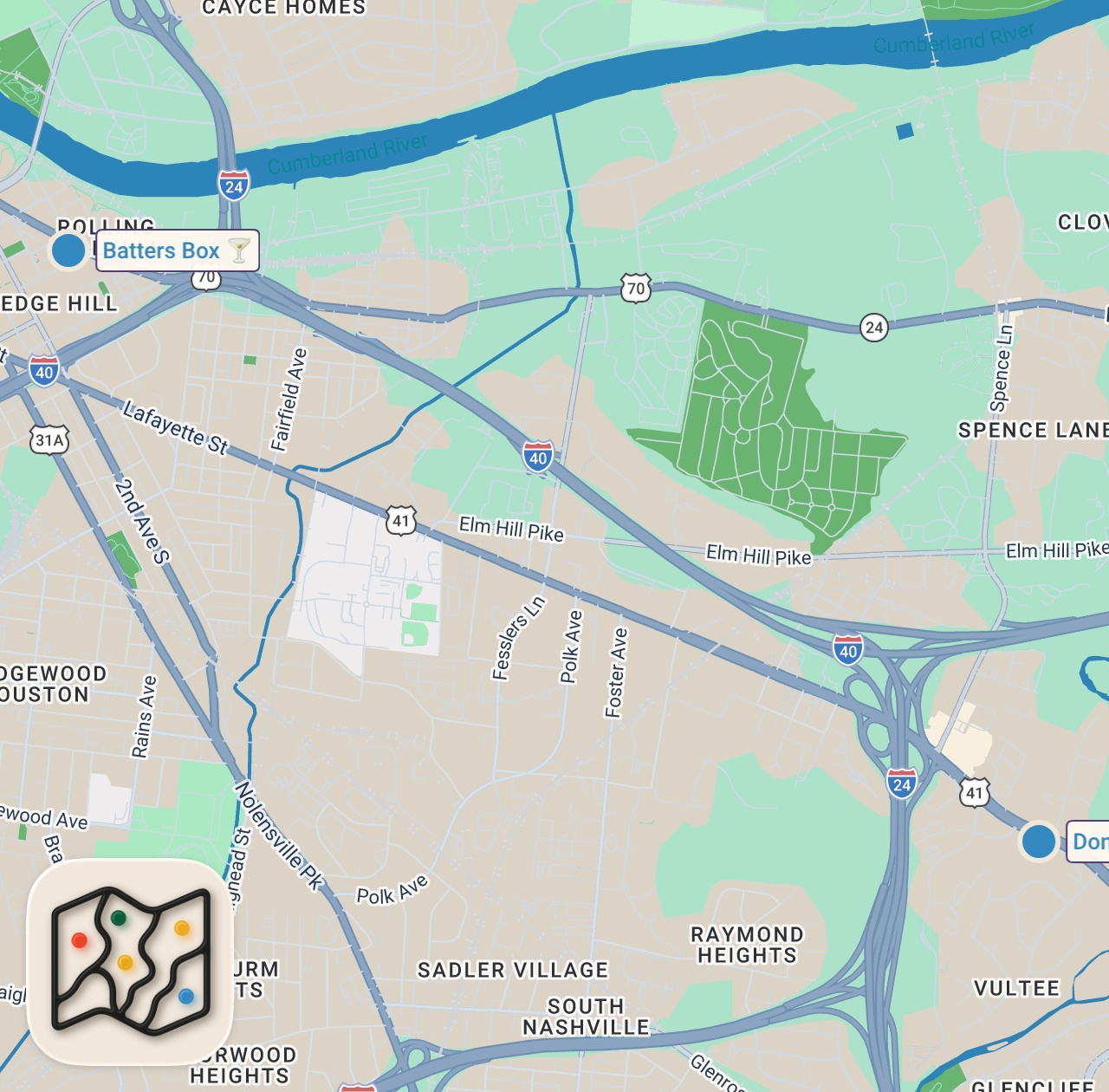 Map of 2 spots from Eating At SKETCHY Restaurants For 24 Hours (THEY GOT MAD) Part 6