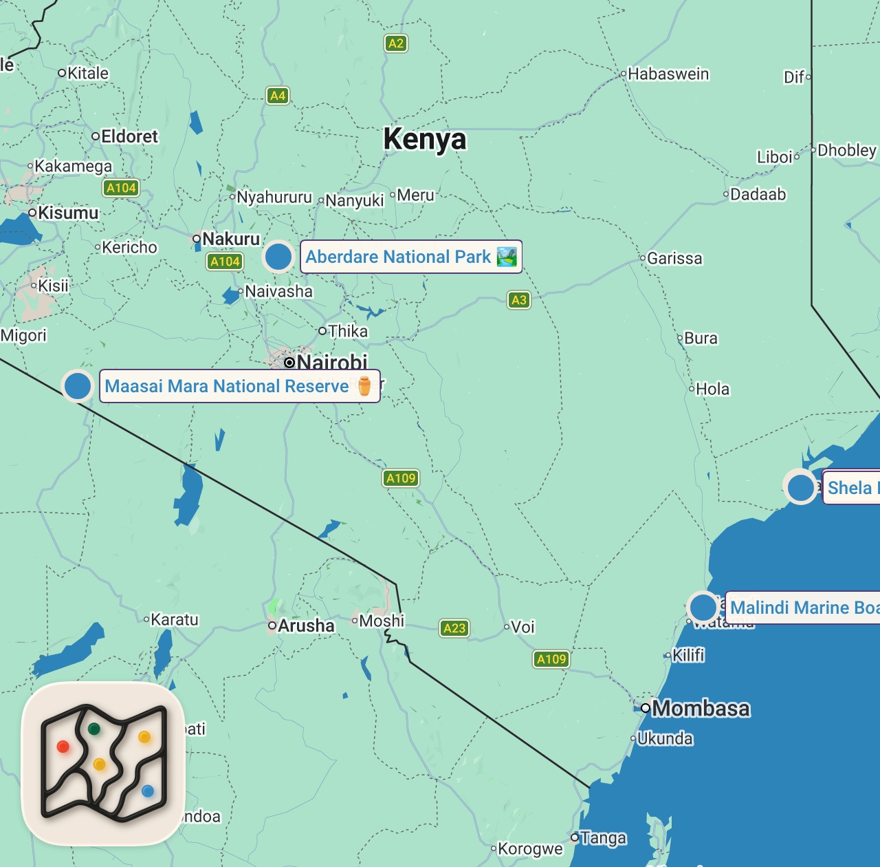 Map of 5 spots from Deep Inside The Challenging Lives Of Locals In Lamu Island – Kenya's Donkey Island 🇰🇪
