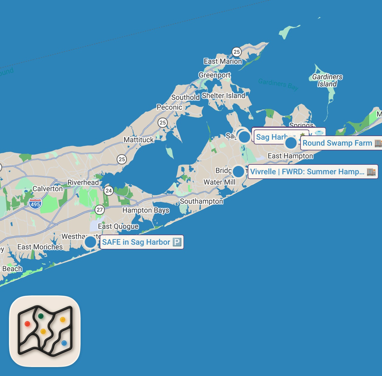Map preview for The HAMPTONS Vlog! * Memorial Day Weekend * Shopping, Dinners, Farmer's Market, Pop Ups