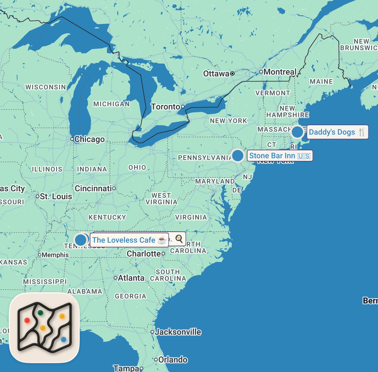 Map preview for Eating At The Most POPULAR Restaurants For 24 Hours...