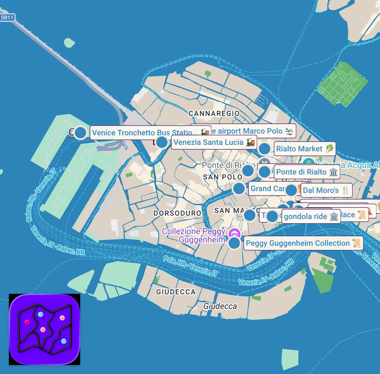 Map of 19 spots from Venice 2026 Travel Guide: Budget Tips for First Timers • Itinerary w/ Costs & Expenses • Tour Vlog