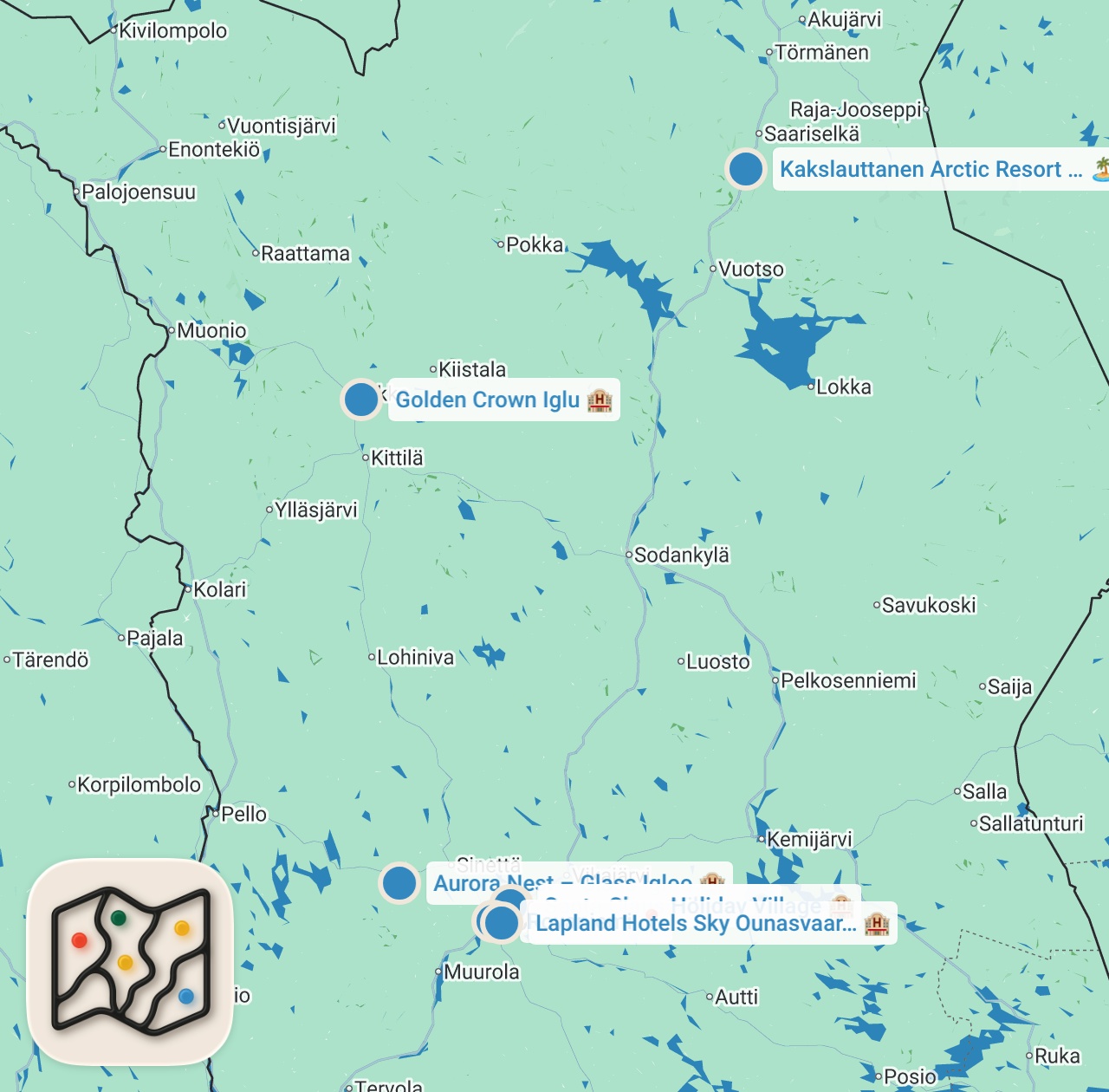 Map preview for 7 Days in FINLAND 😮 Lapland, Glass Igloo, Northern Lights, Santa Claus | Travel Vlog