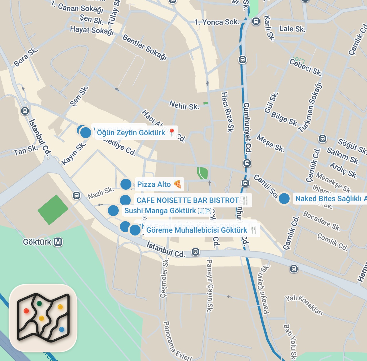 Map preview for GÖKTÜRK LEZZET REHBERİ (Sushi, Adana Kebabı, Croque Monsieur, Pizza) - Ayaküstü Lezzetler