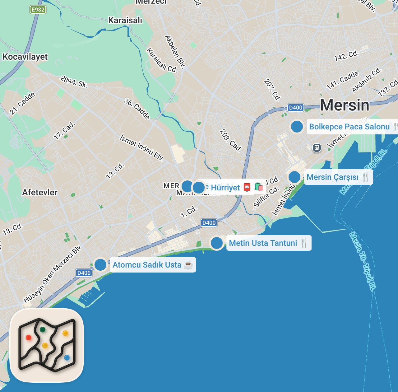 Map preview for MERSİN’İN EN İYİ MEKANLARI!!! @BARIS_BRA