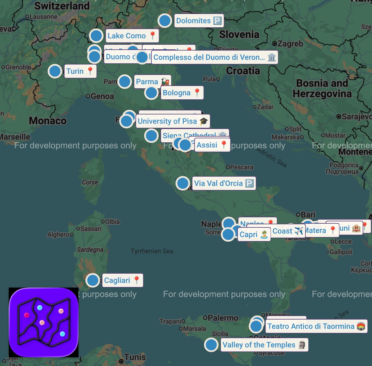 Map of 62 spots from Wonders of Italy | The Most Fascinating Places in Italy | Travel Video 4K