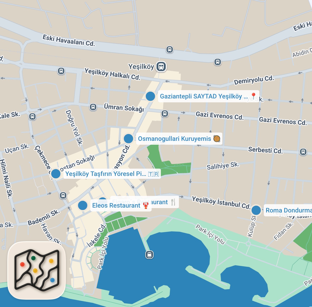 Map preview for YEŞİLKÖY LEZZET REHBERİ - Ayaküstü Lezzetler