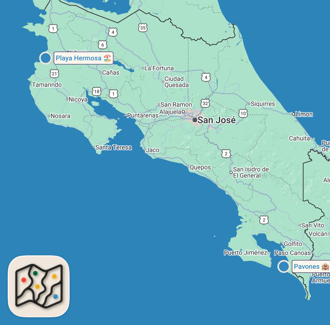 Map of 2 spots from 12 Surprisingly Simple Tips for Traveling as a Couple