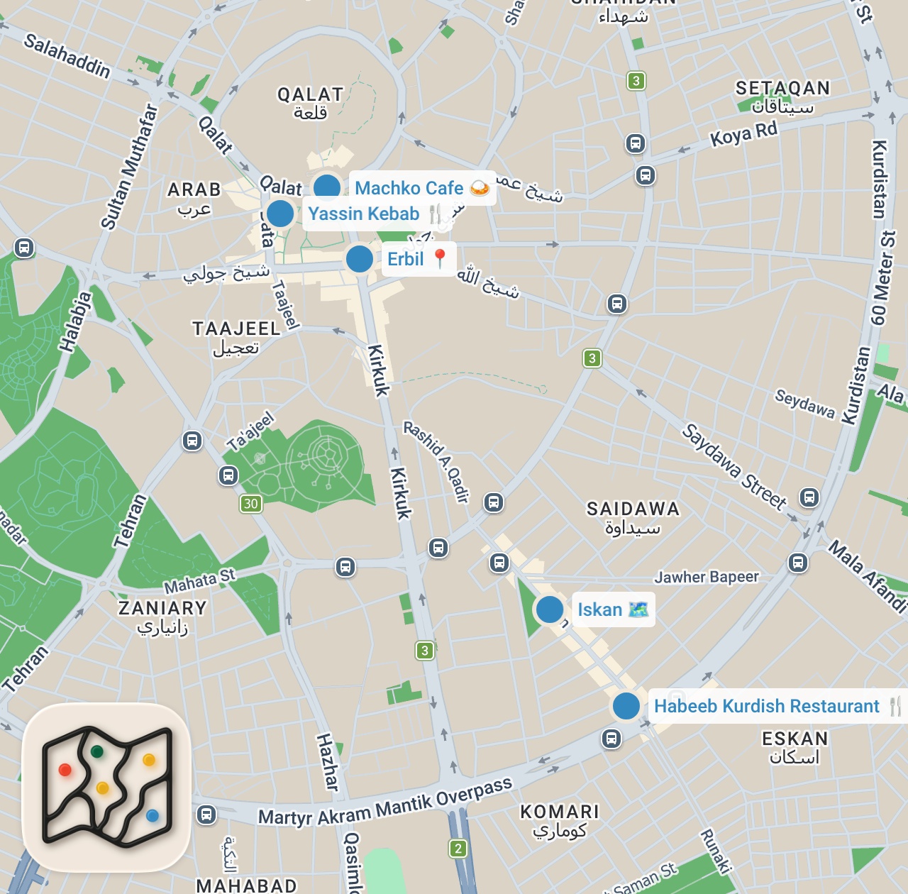Map preview for I Ate Kurdish Street Food in Kurdistan!! (7000 Years of History)