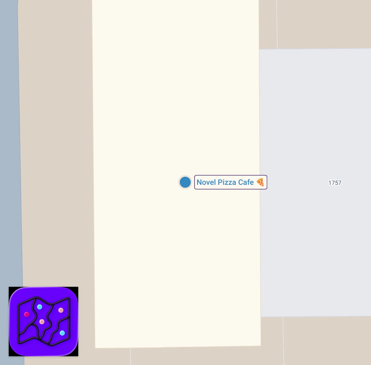 Map of 1 spots from Make sure to go check out novel pizza cafe and get you nice refreshing matrix drink⬇️⬇️ #viral