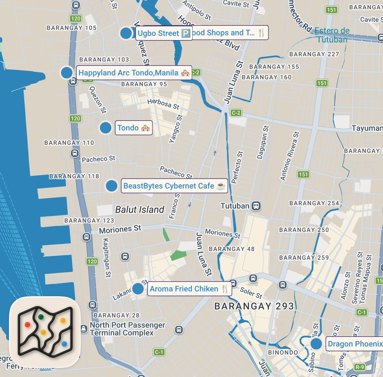 Map of 9 spots from Tondo - This Is Not What I Expected, Ugbo Street Food, Manila, Philippines 🇵🇭
