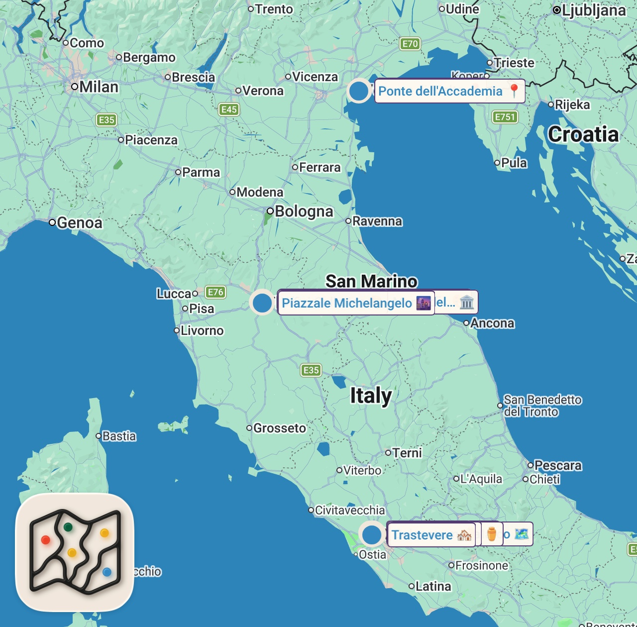 Map preview for The Only 3 Cities You Need To Visit In Italy (According To A Local)