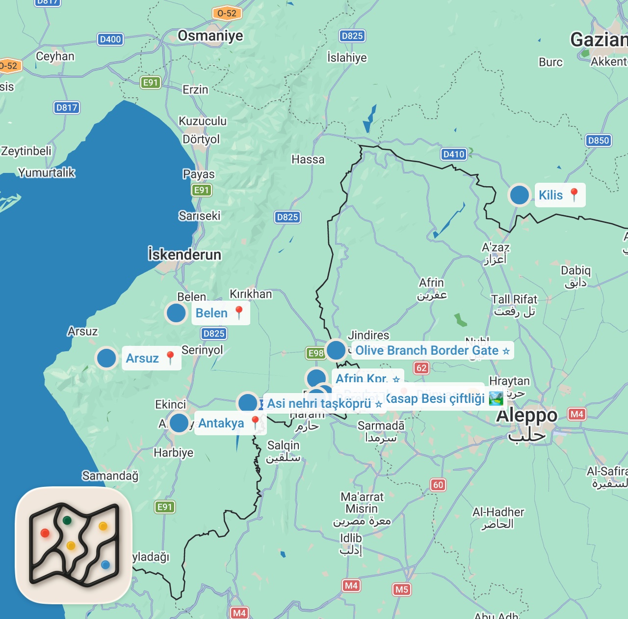 Map preview for Reyhanlı'da Lezzet Molası - Türkiye'nin en iyi humusu, tepsi kebabı, çiftlikte dostlarla keyif
