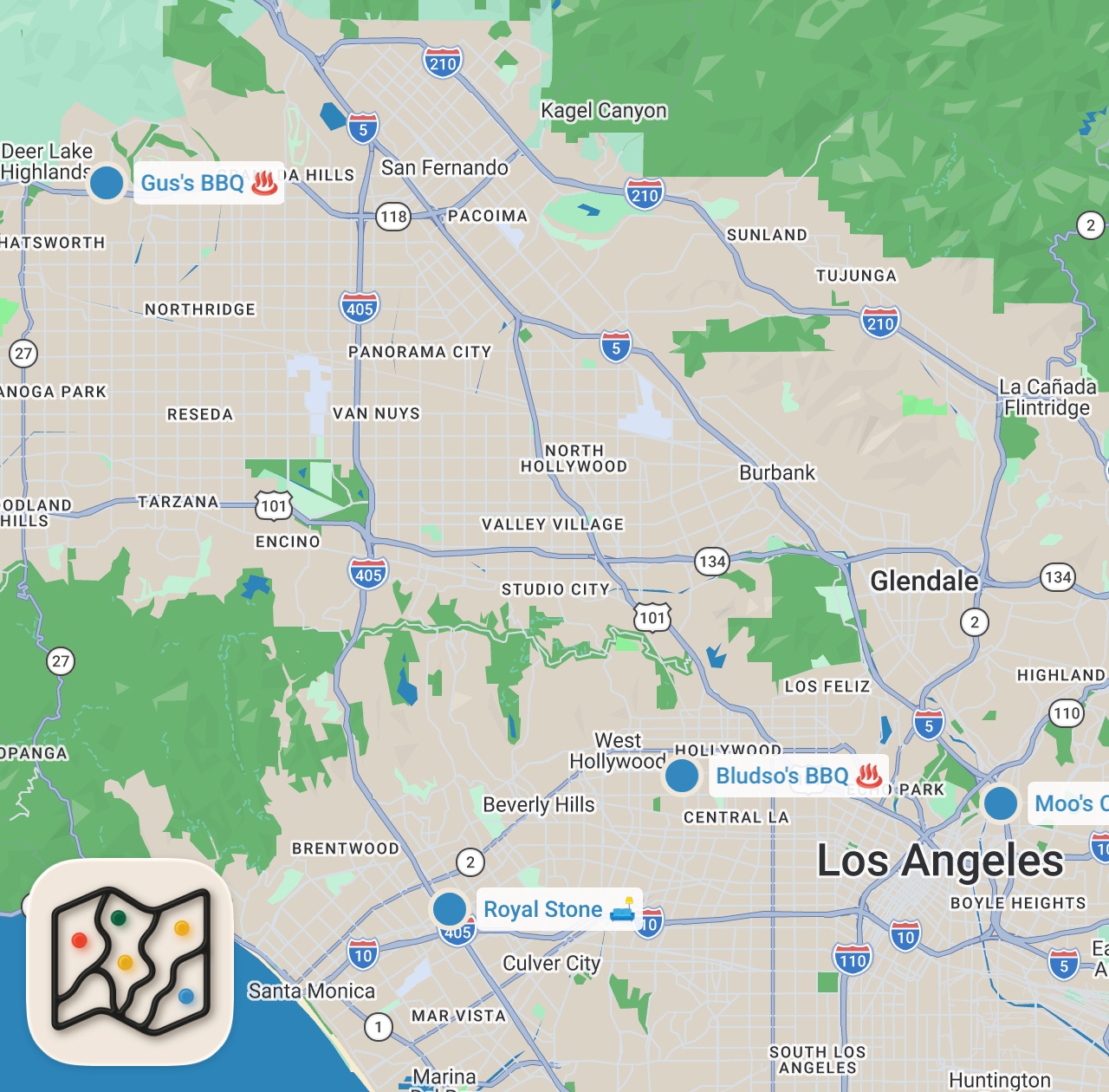 Map preview for Finding The Best Barbecue In Los Angeles | Food Tours | Insider Food