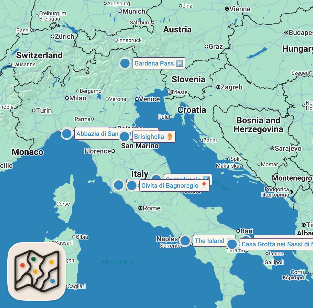 Map of 10 spots from Italy Hidden Gems | Top 10 Underrated Places and Hidden Gems in Italy You Need to Visit