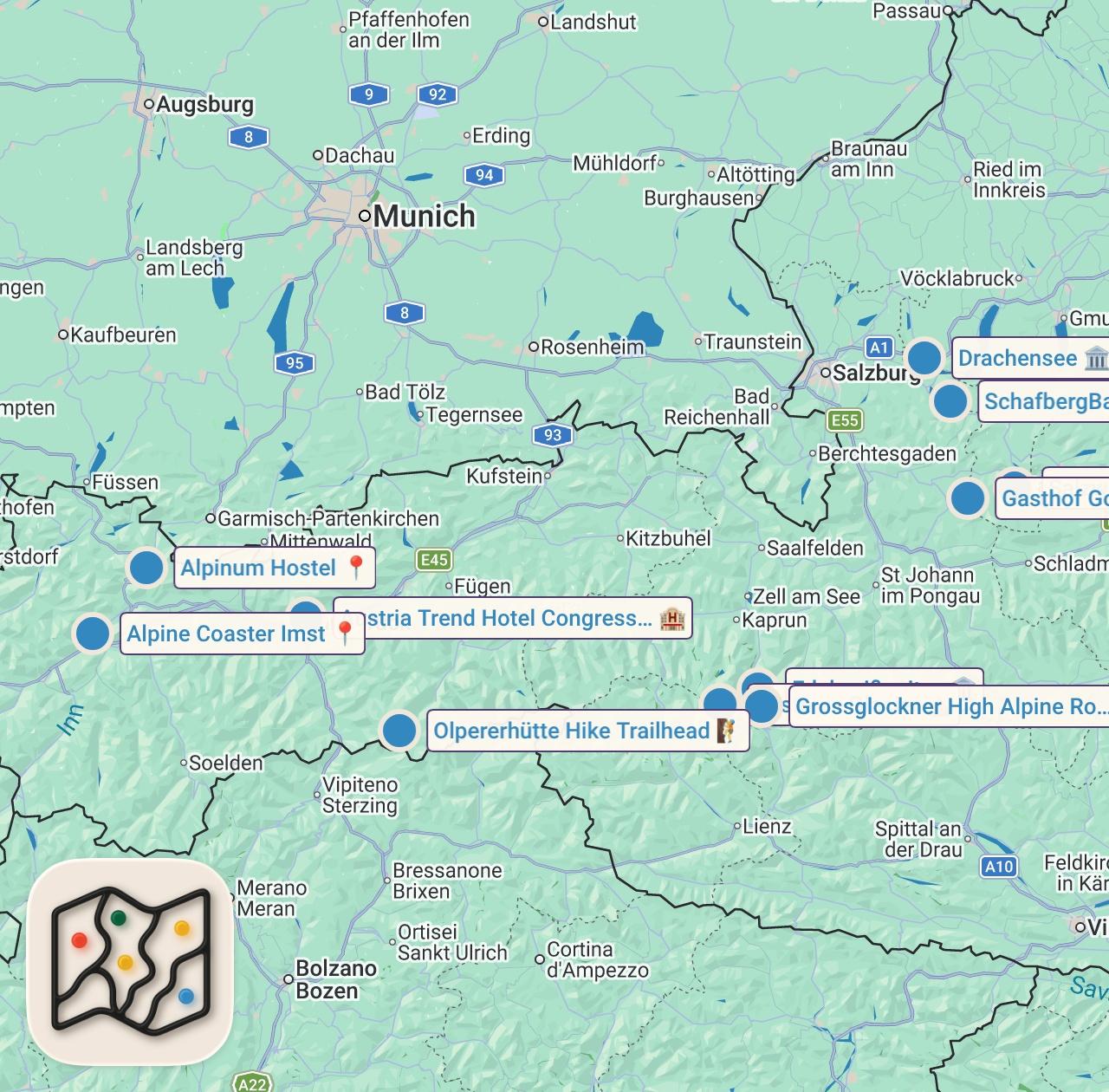 Map of 11 spots from AUSTRIA: Top 10 Places to Visit (for first-timers!)