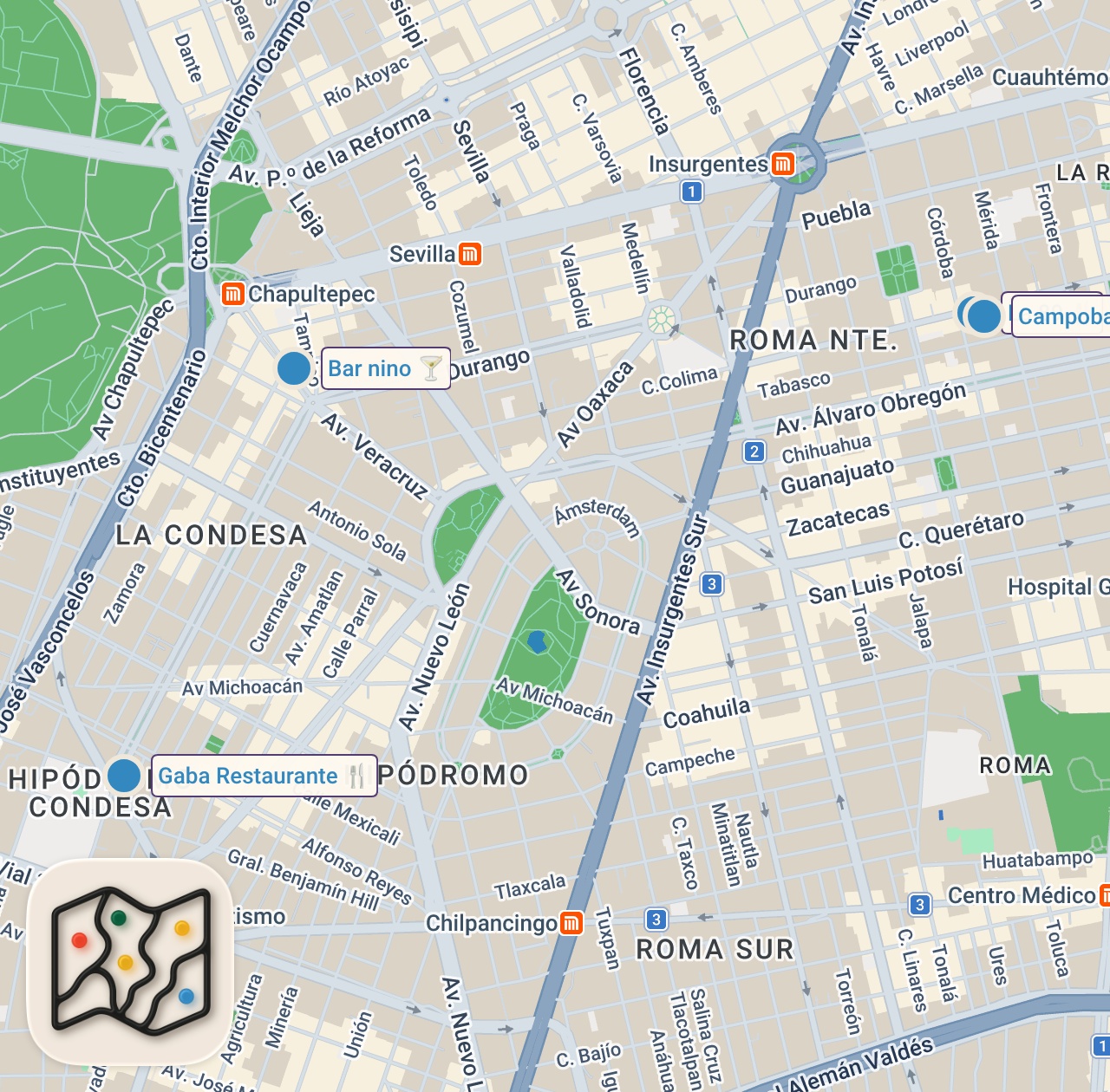 Map preview for 24HRS in MEXICO CITY - The Best Places To Eat, According To A Michelin Chef - Part 2