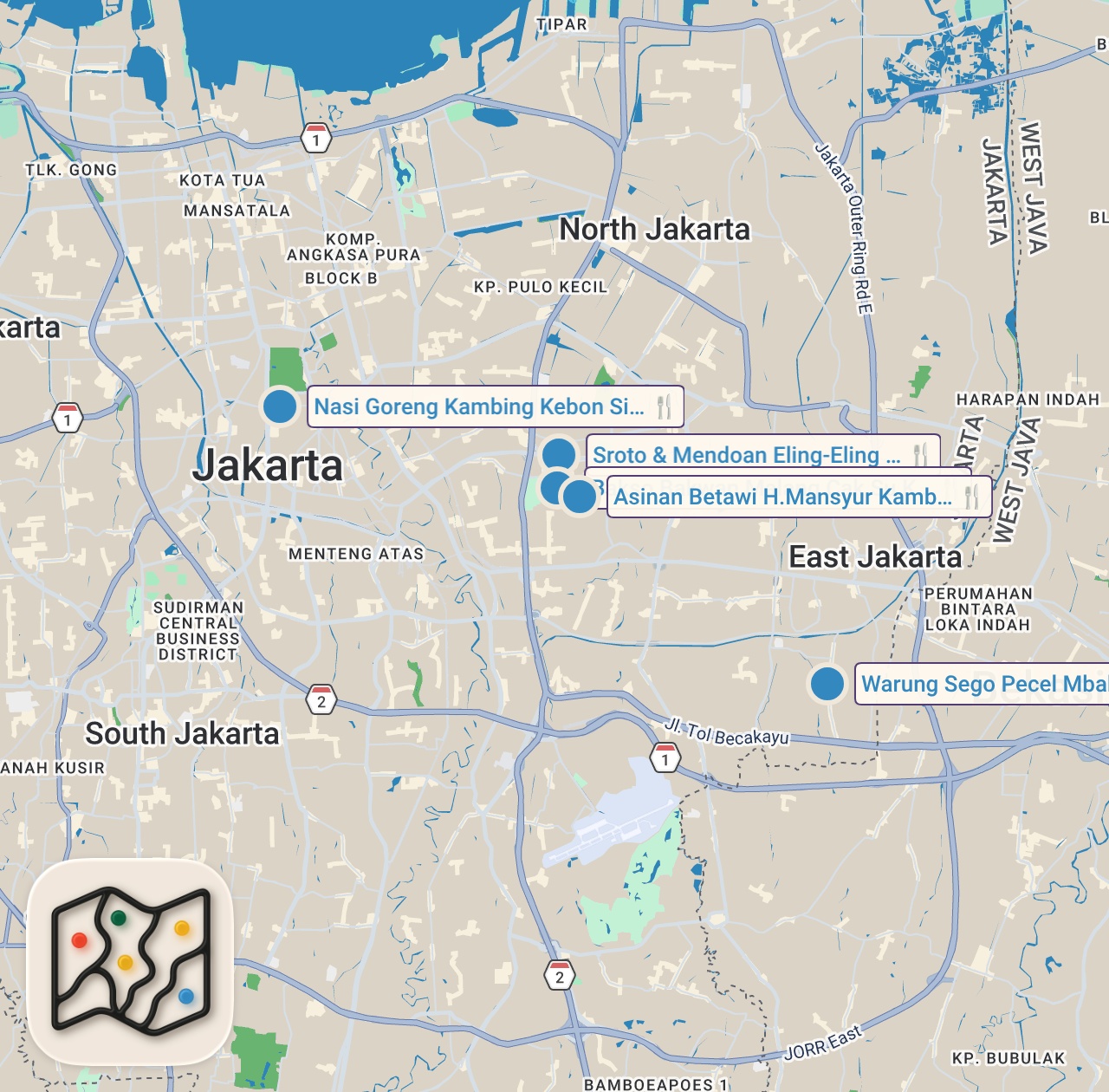 Map preview for KING OF NASI GORENG + BAKSO MALANG - Indonesian street food in Jakarta, Indonesia