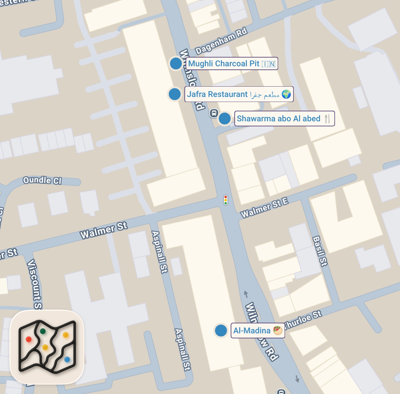 Map of 4 spots from A WHOLE MILE OF CURRY RESTAURANTS IN ONE PLACE?!