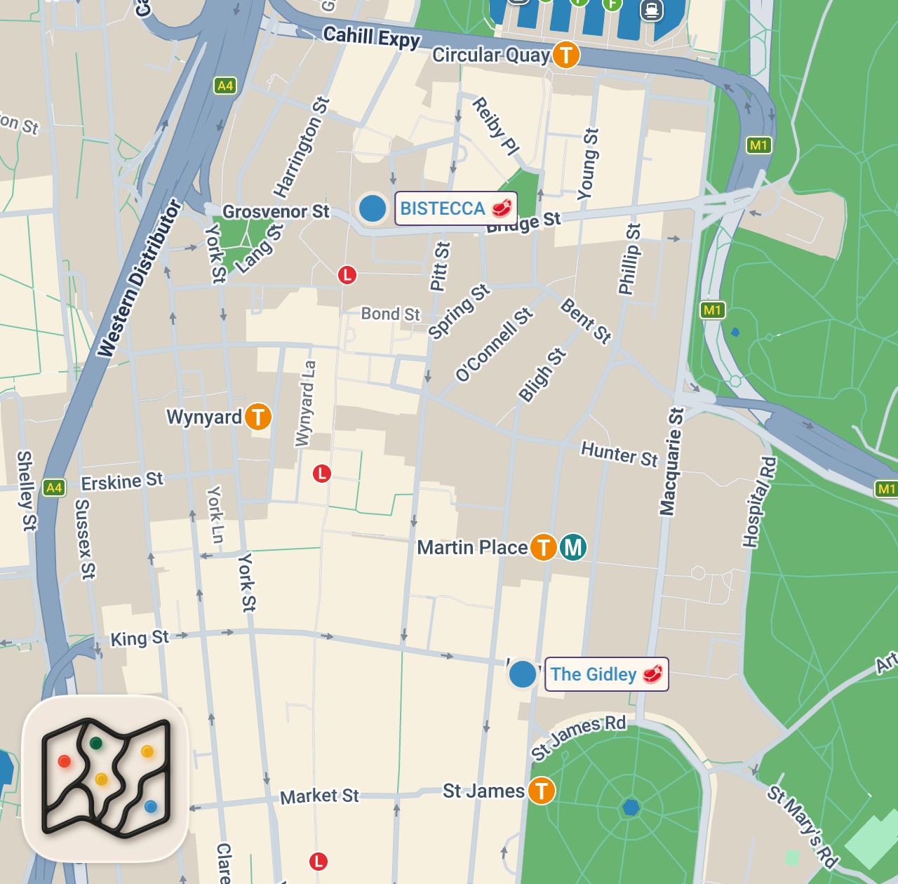 Map of 2 spots from I Tried the Best Steak in Australia! (It Cost $446)