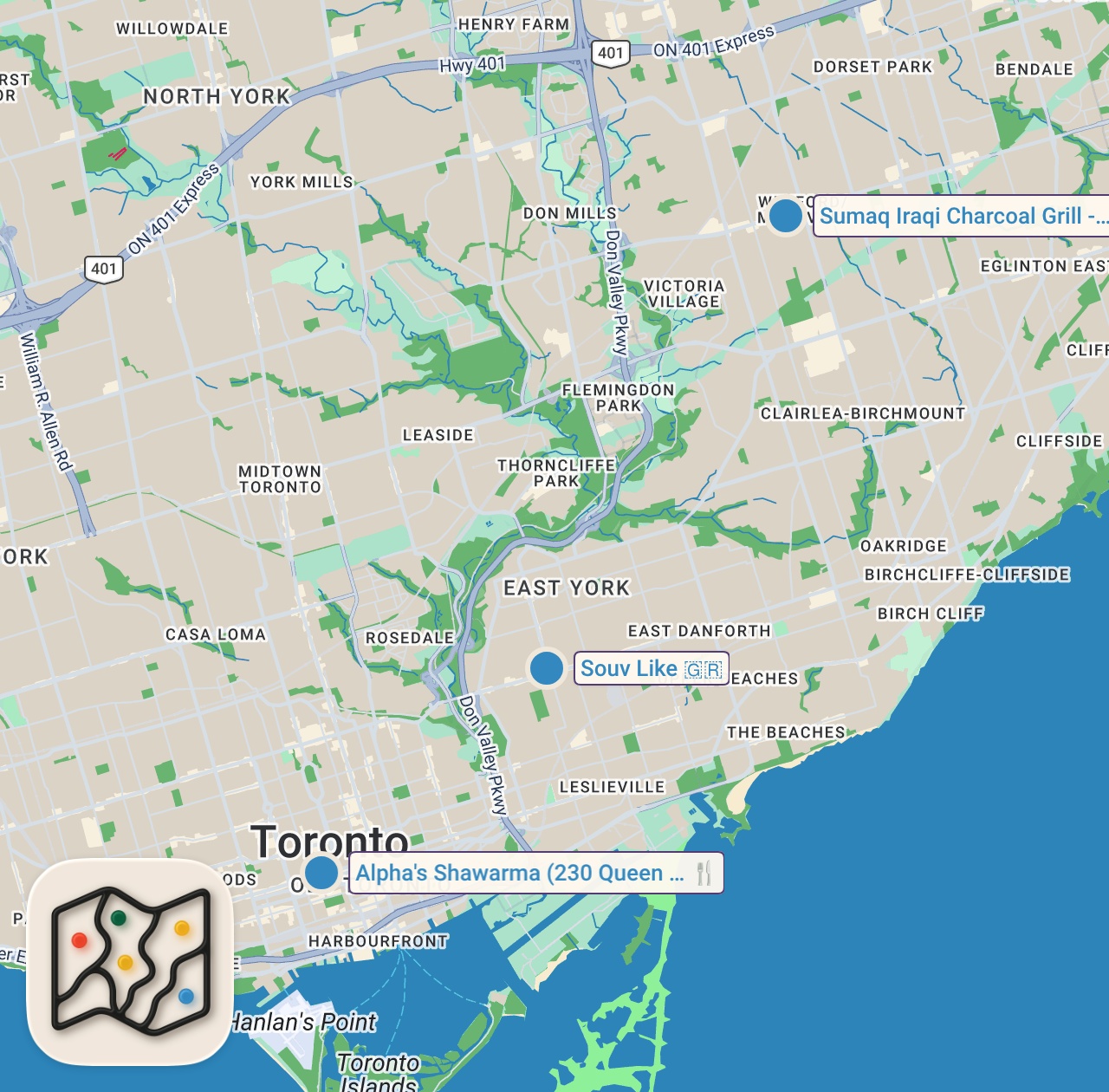 Map preview for TOP 3 Shawarma Spots in Toronto (Who is the Best?) | @marcelloeats Shawarma Tour